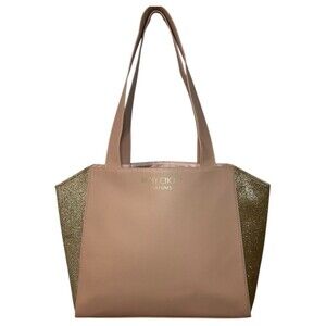 Jimmy Choo Pink Tote Bag Rose Gold Glitter Sides Travel Beach GWP